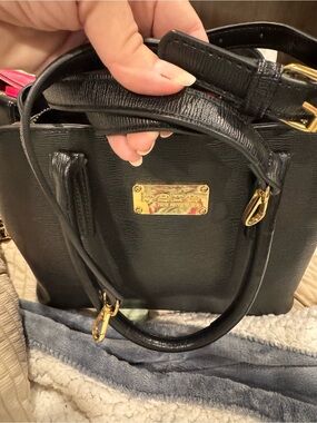 BEBE Black Tote Bag with Gold Hardware; EUC